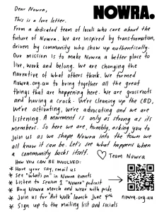 A handwritten love letter from Team Nowra delivered to 8,000 homes